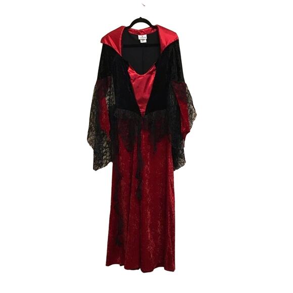 Incharacter Costumes L vampire queen red black maxi dress velvet - Picture 1 of 12